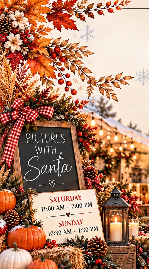 Beulah Acres Fall into Winter Market Pictures with Santa